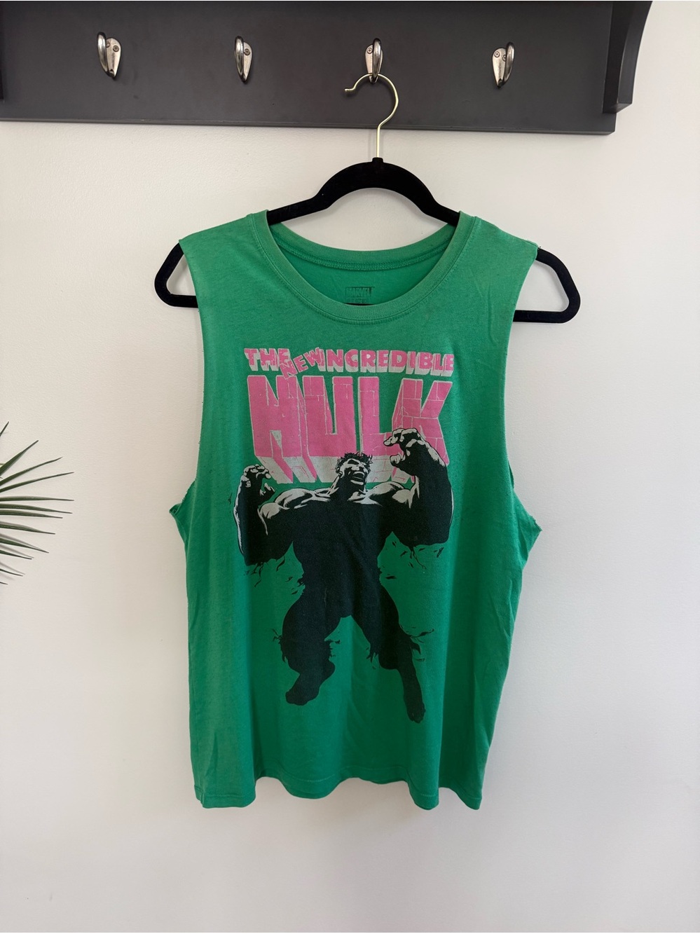 Green & Pink Incredible Hulk Graphic Muscle Tank Top